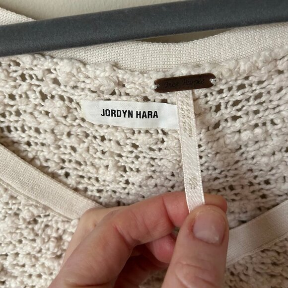 Free People Cream Open Knit Popcorn Texture V Neck Chunky Oversized Sweater XS - Picture 5 of 8